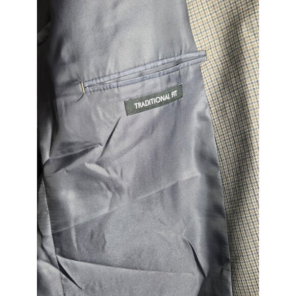 Jos A Bank Wool Blazer Sport Coat Mens 46L Gray Blue Check Executive $199 - Picture 7 of 10